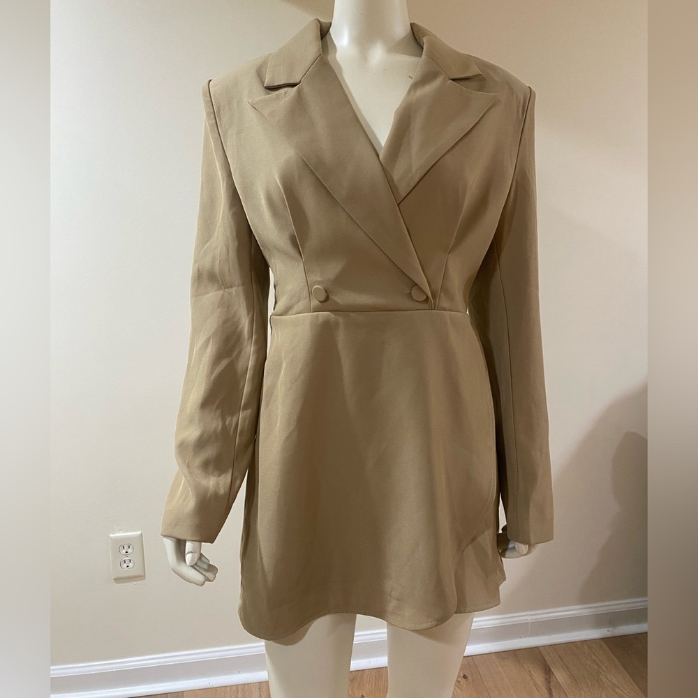 Cider Collar Solid Button Mini Dress - image 2